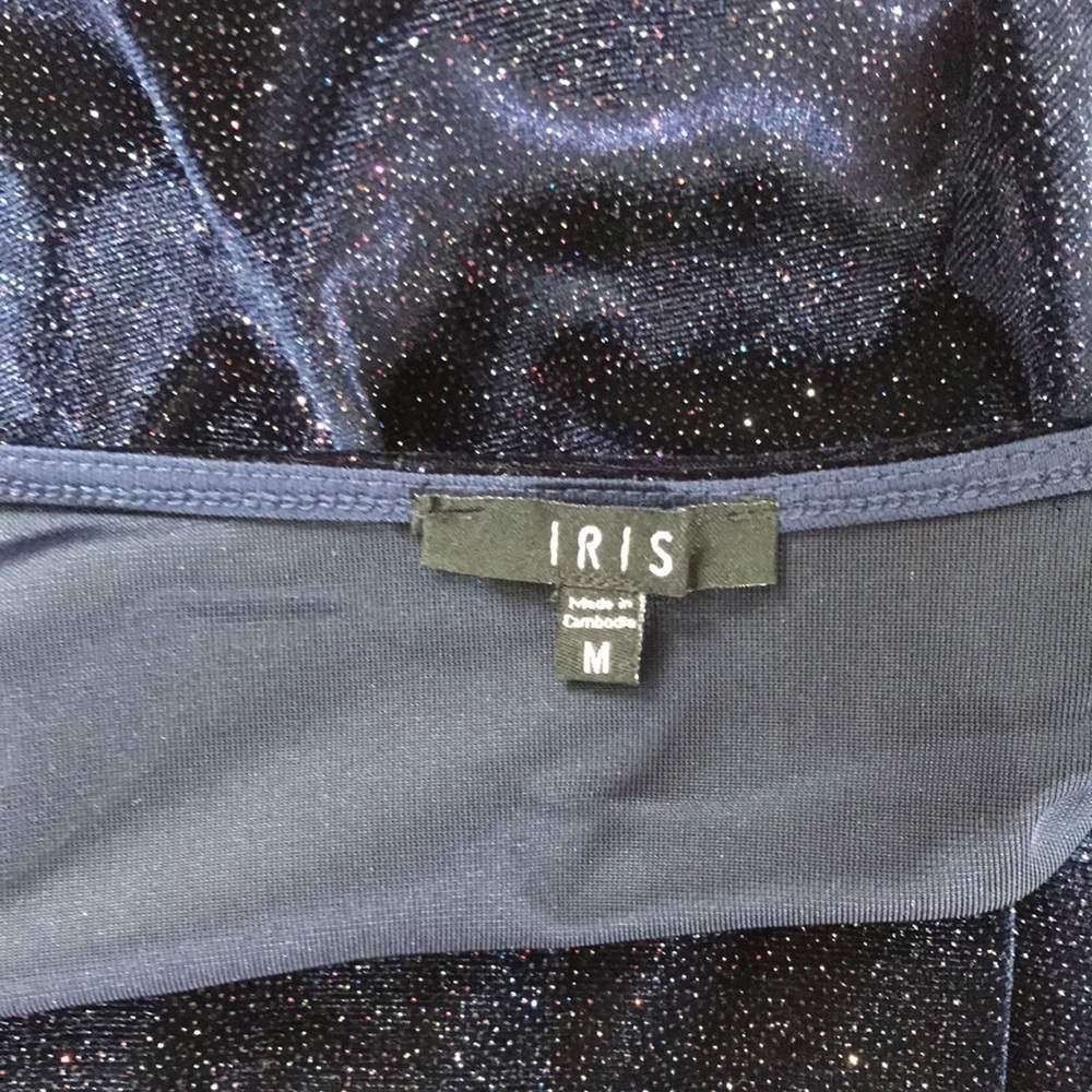 New Iris Midnight Blue Sparkly V-Neck Dress Size Medium — image 7 of 8